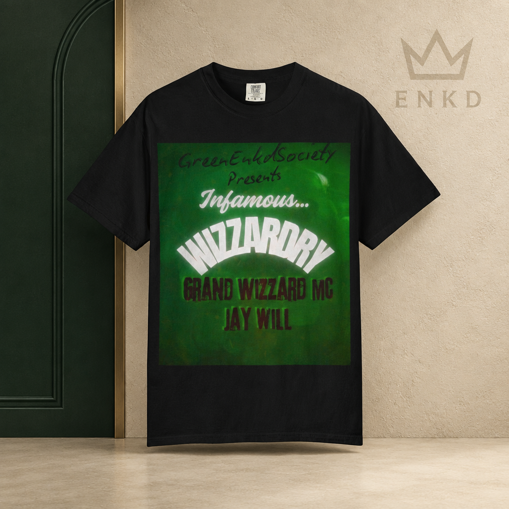 Infamous Wizzardry Tee โ Green ENKD Society editorial product image
