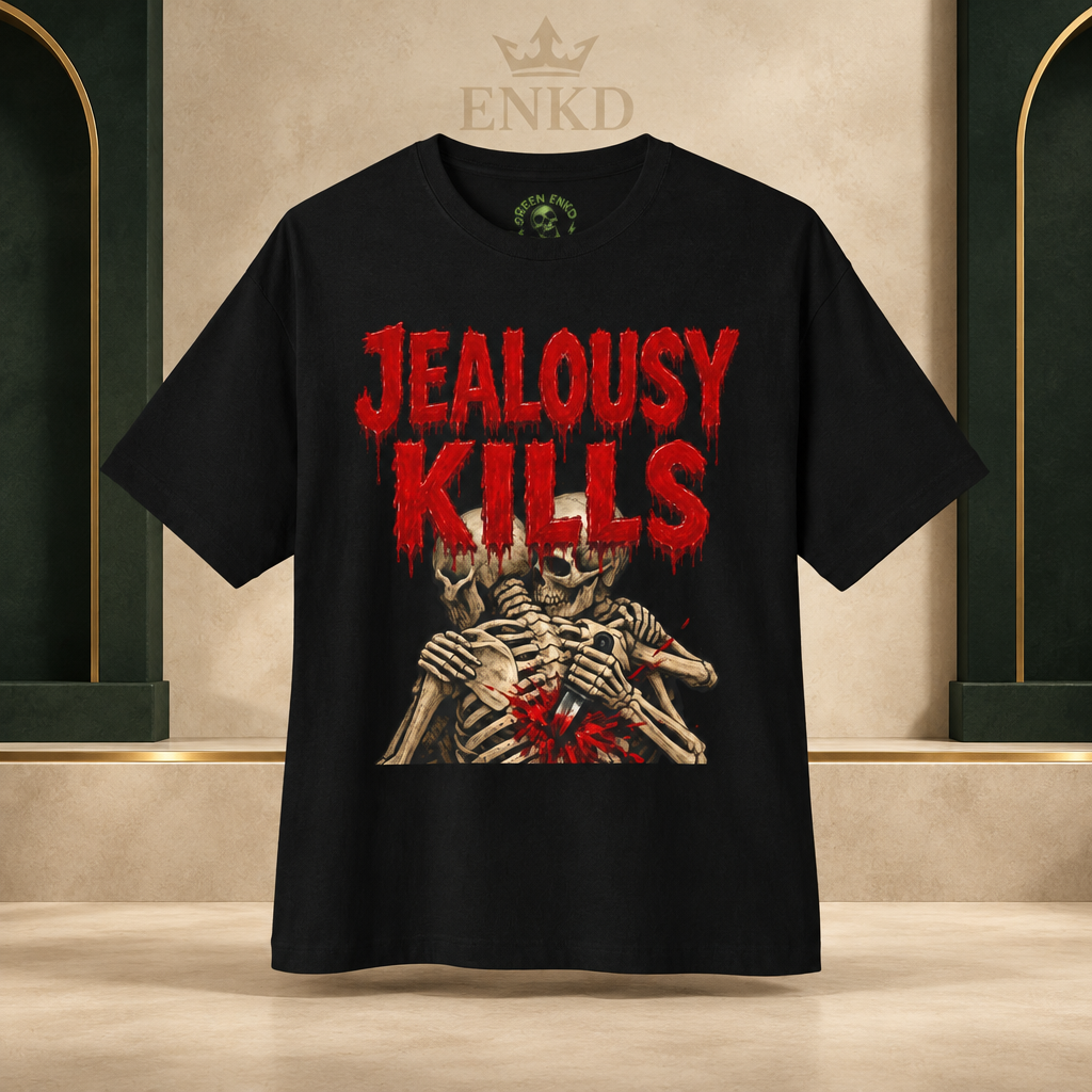 Jealousy Kills Backstabber Tee โ Green ENKD Society editorial product image