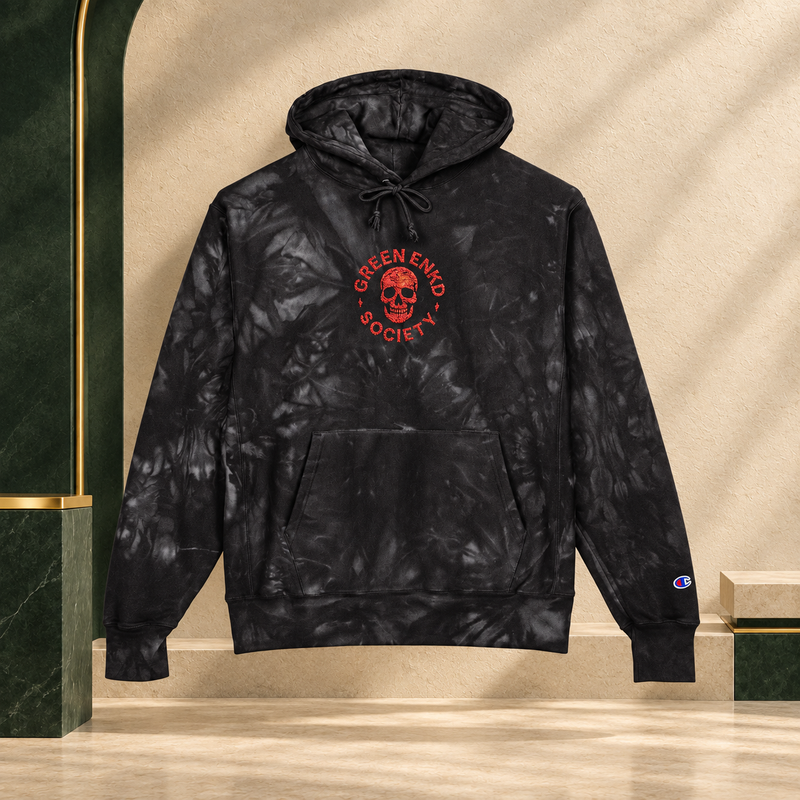 tiedye hoodie on ENKD editorial gallery background